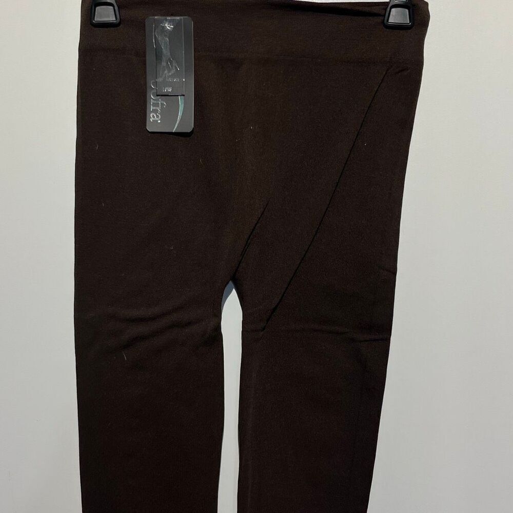 Sofra Dark Brown Seamless High Waisted Leggings Free Size Long Chocolate Solid